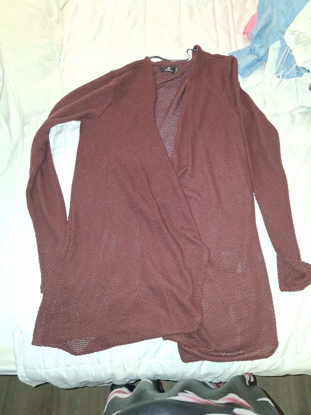 Volcom Men's Brown Open-Front Knit Cardigan